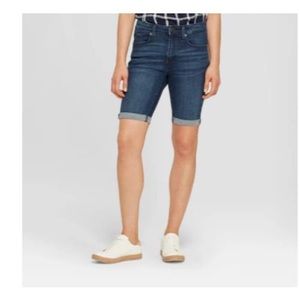 Women’s High-Rise Roll Cuff Bermuda Jeans Shorts